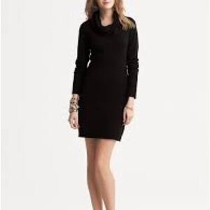 Banana Republic Black Wool Blend Cowl Neck Sweater Dress Medium Classic